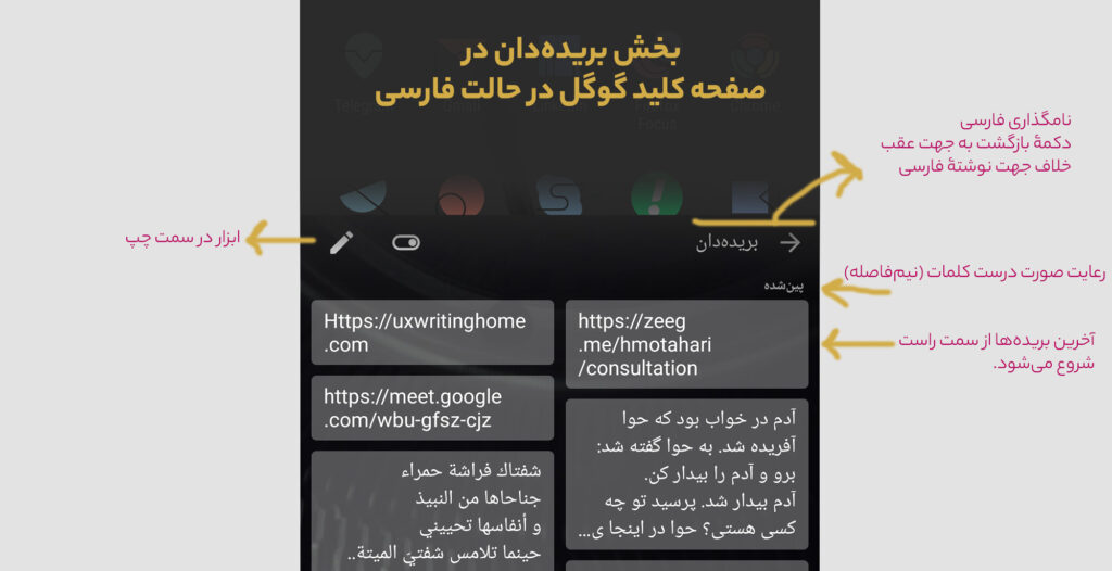 گوگل احترام بیشتری برای کاربران فارسی‌زبان قائل می‌شود تا خودِ ما! این فقط یکی از نمونه‌ها از صفحه کلید فارسی گوگل است که نشان می‌دهد گوگل چطور به موضوع راست به چپ بودن زبان دقت کرده است.